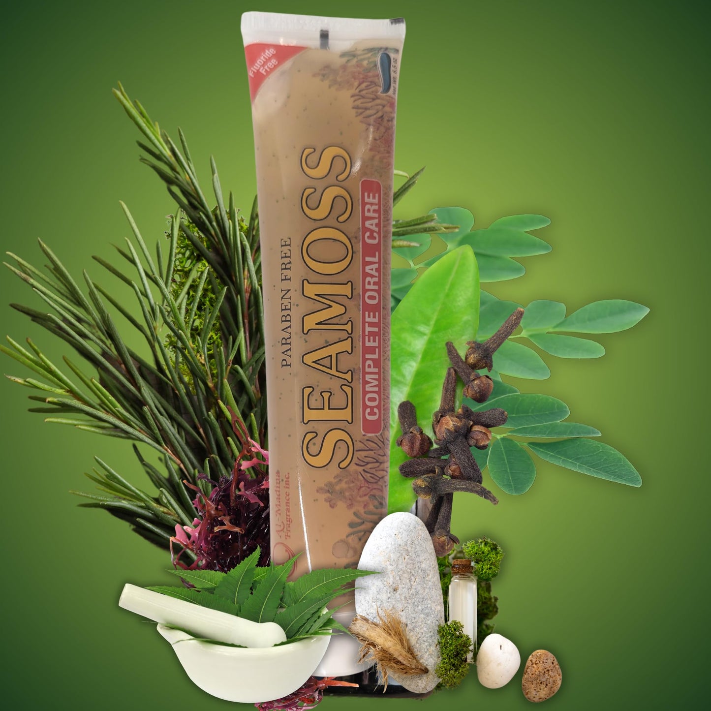 Seamoss Toothpaste with Sea Moss, Clove, Tea-Tree, Neem and Eucalyptus - Refreshing Oral Care for Sensitive Teeth